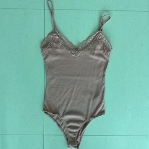 Pink Lace Trim Bodysuit